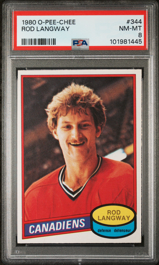 1980 O-Pee-Chee Rod Langway #344 PSA 8