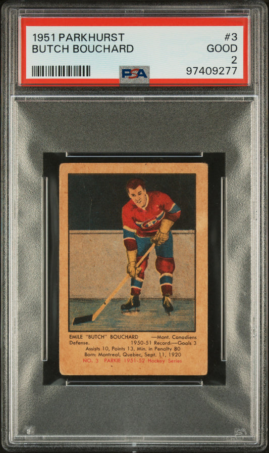 1951 Parkhurst Butch Bouchard #3 PSA 2