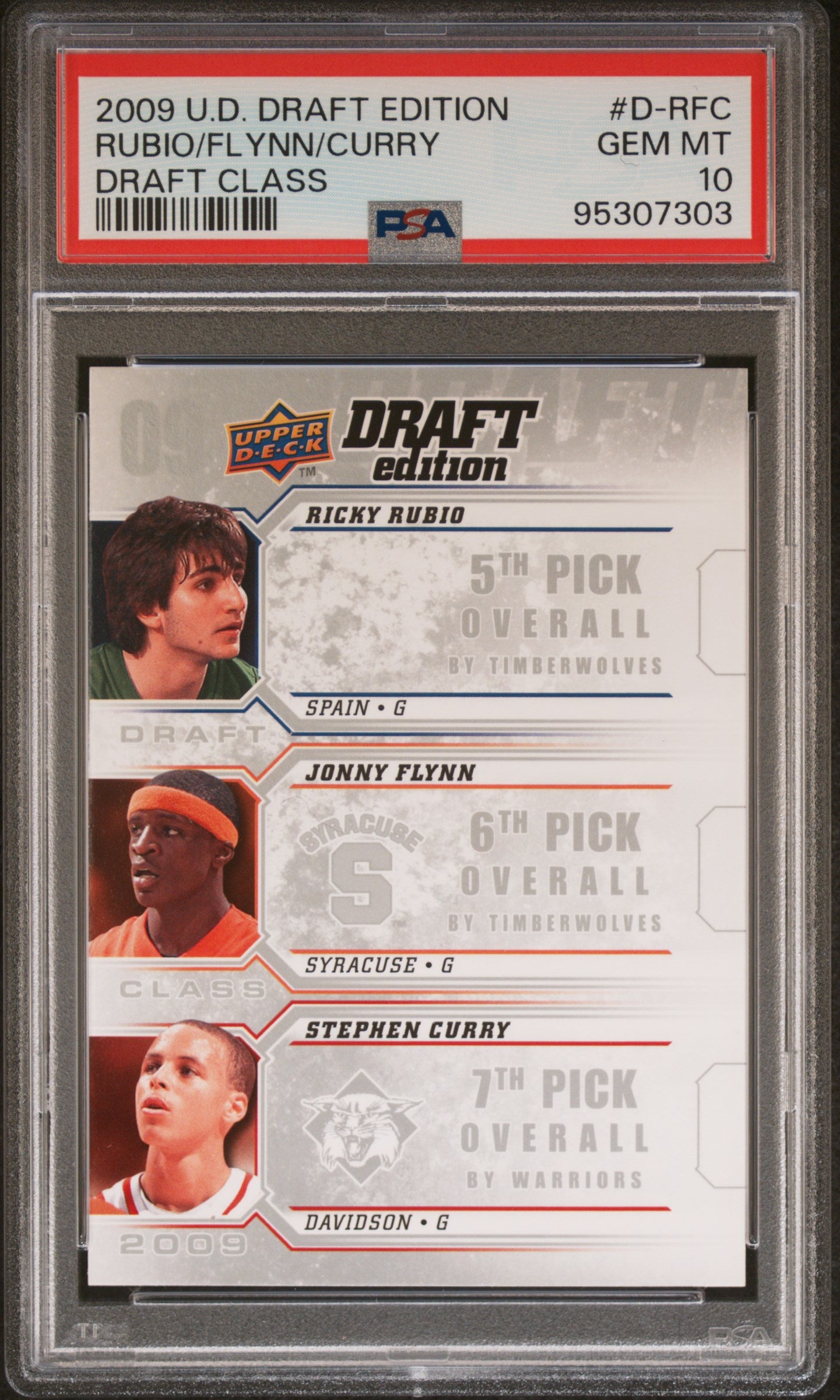 2009 Upper Deck Draft Edition Draft Class Curry Flynn Rubio #D-RFC PSA 10
