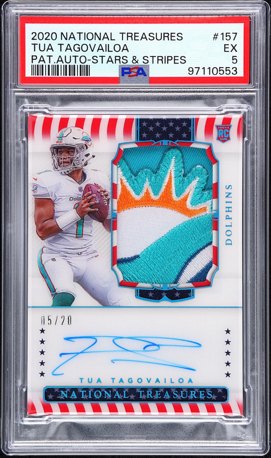 2020 Panini National Treasures Tua Tagovailoa #157 PSA 5